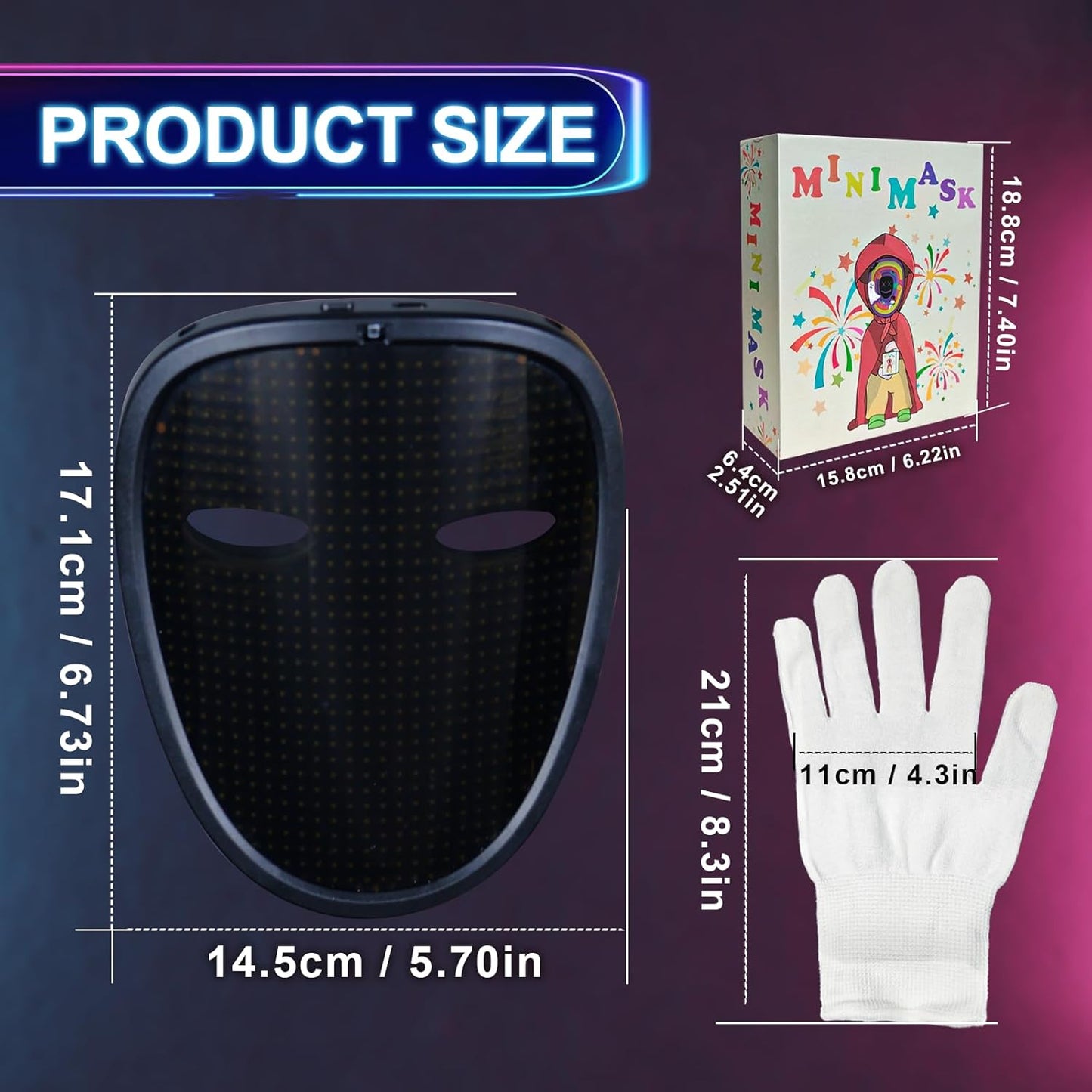 Led-Mask Gloves Halloween-Costumes For Kids Men Adult 2025, Light Up Gesture Cosplay Birthday Gifts For Boys 8+