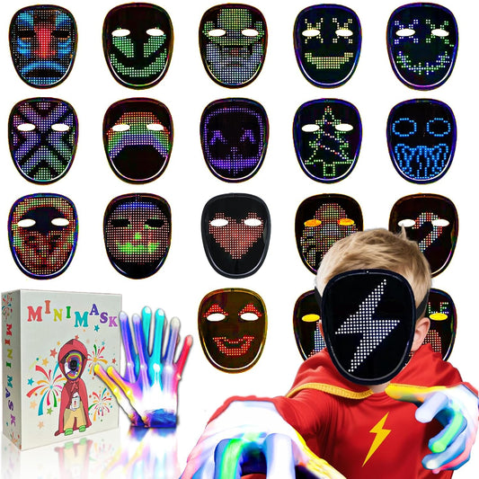 Led-Mask Gloves Halloween-Costumes For Kids Men Adult 2025, Light Up Gesture Cosplay Birthday Gifts For Boys 8+