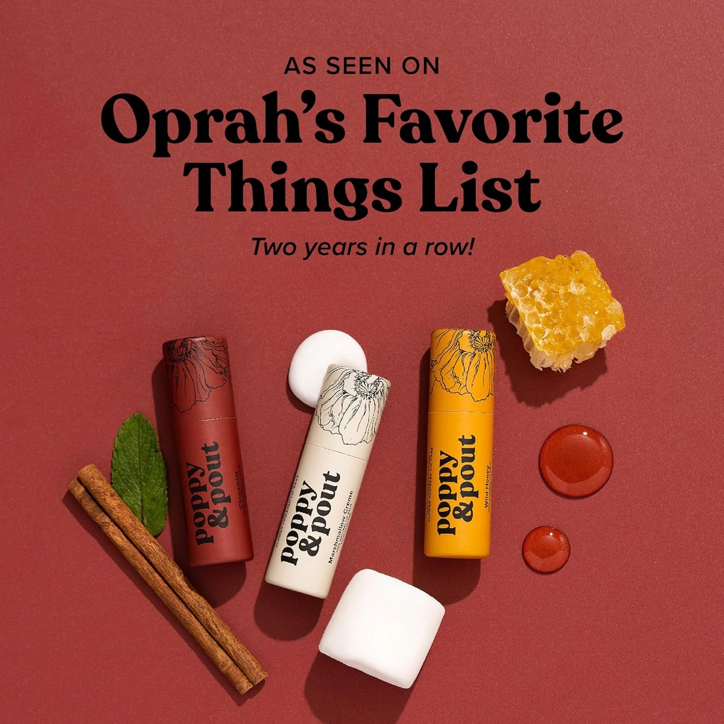 Poppy & Pout Cinnamint Jumbo Lip Balm | All Natural Lip Balms & Moisturizers | Hydrates with Beeswax, Vitamin E, Organic Coconut Oil | Cruelty-Free | Lip Balm in Recyclable Cardboard Tube