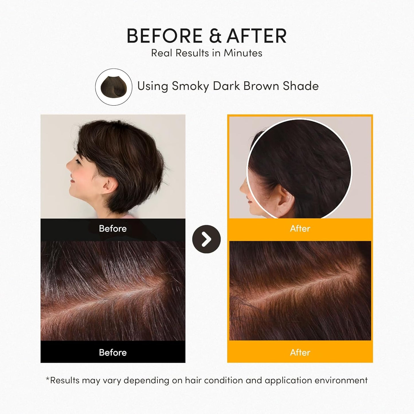 Instant Permanent Hair Color Dye Shampoo Ampoule - Paraben-Free, 5-Minute Easy and Fast Coloring, Keratin & Collagen, Made in Korea (Natural Brown)