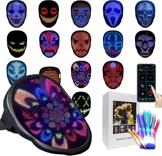 Led-Mask Gloves Halloween-Costumes For Kids Men Adult 2025, Light Up Gesture Cosplay Birthday Gifts For Boys 8+