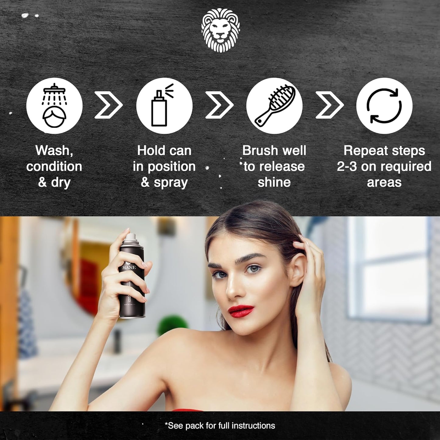 Mane Hair Thickening Spray & Root Touch Up, Instantly Thicker Hair for Men & Women, Fill in Hairlines and Hide Thinning and Fine Patches - Silver, 12 Colors (6.76 oz)